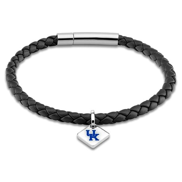 University of Kentucky Leather Bracelet with Sterling Silver Tag - Black