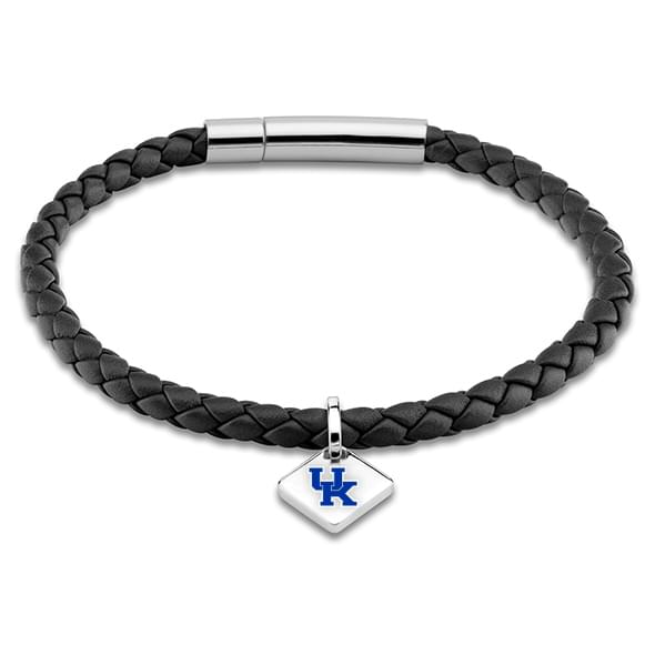 University of Kentucky Leather Bracelet with Sterling Silver Tag - Black