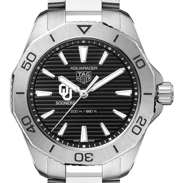 Oklahoma Men's TAG Heuer Steel Aquaracer with Black Dial - Image 1