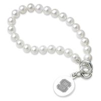 NC State Pearl Bracelet with Sterling Silver Charm