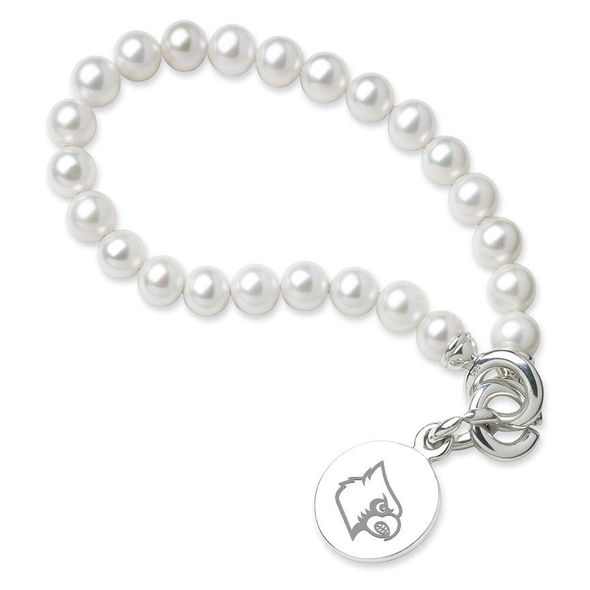 University of Louisville Pearl Bracelet with Sterling Silver Charm - Image 1