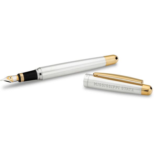 Mississippi State Fountain Pen in Sterling Silver with Gold Trim - Image 1