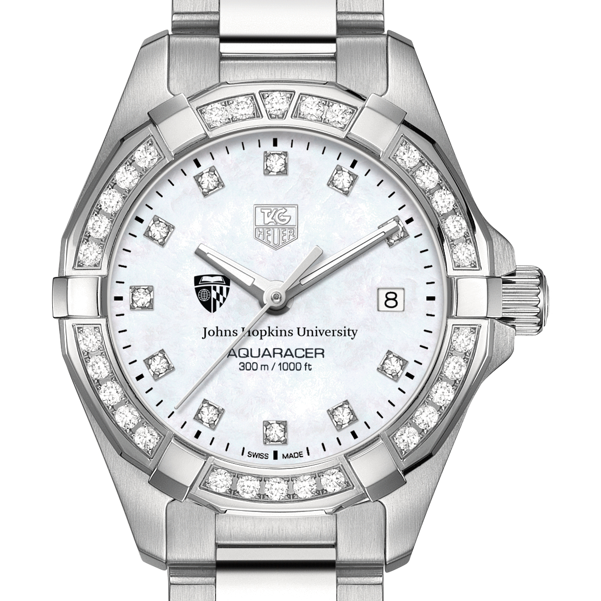 Johns Hopkins Women's TAG Heuer Steel Aquaracer with MOP Diamond Dial & Diamond Bezel