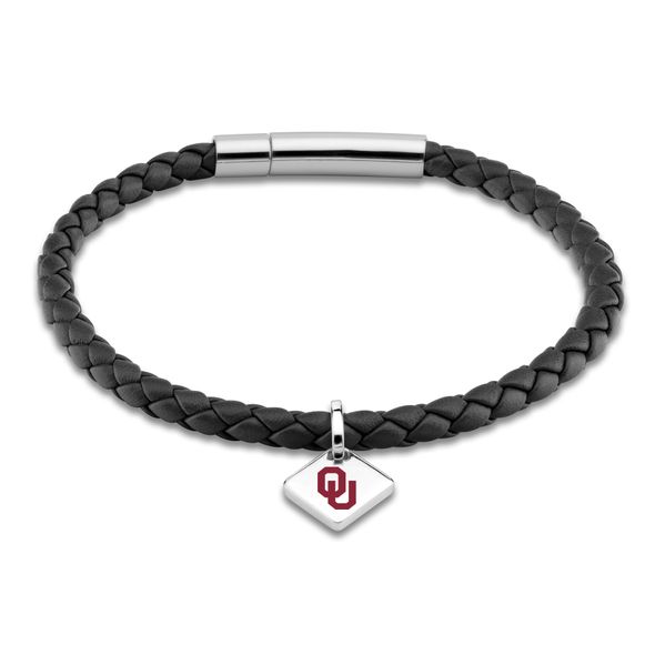 Oklahoma Leather Bracelet with Sterling Silver Tag - Black