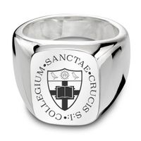 Holy Cross Sterling Silver Rectangular Cushion Ring