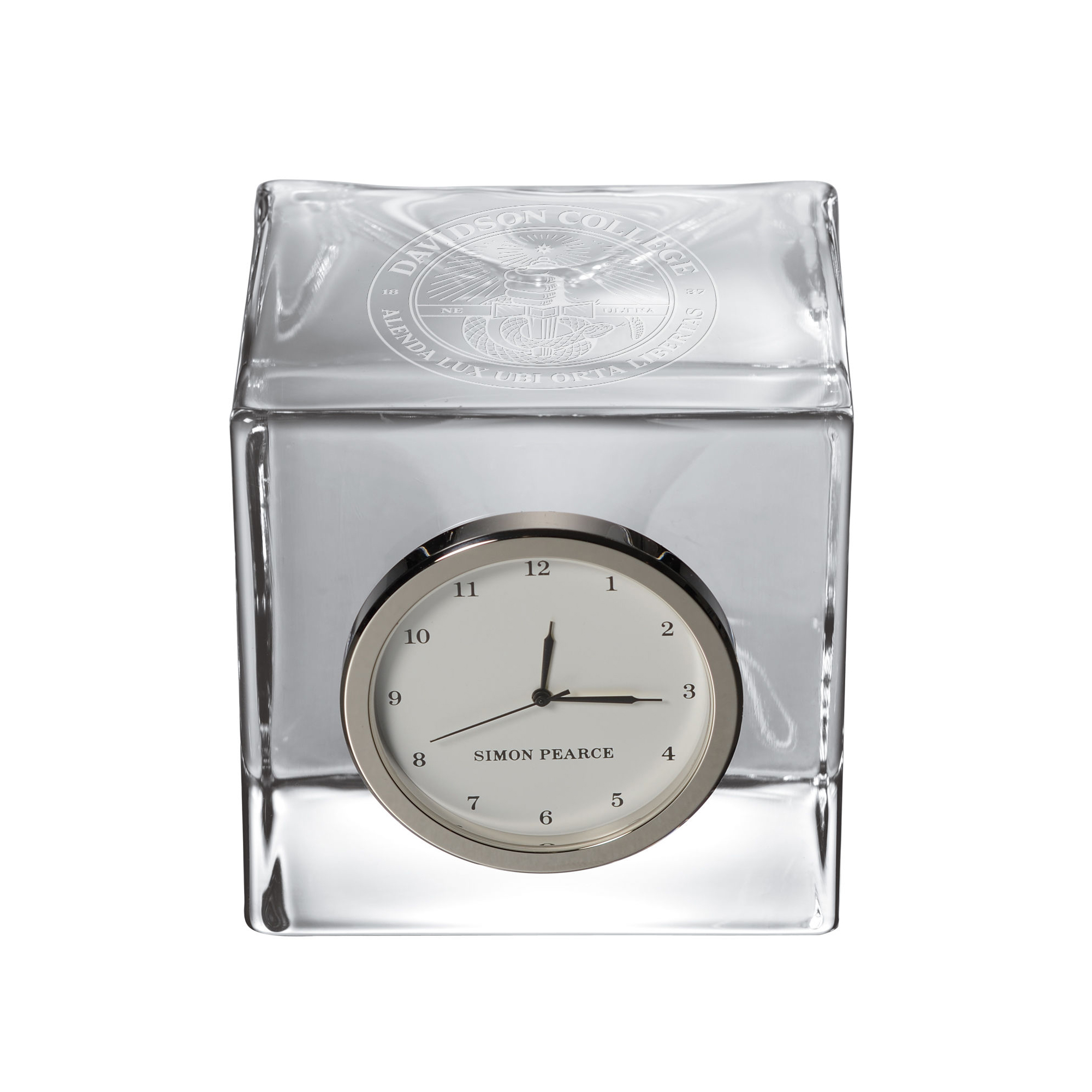 Davidson College Glass Desk Clock by Simon Pearce