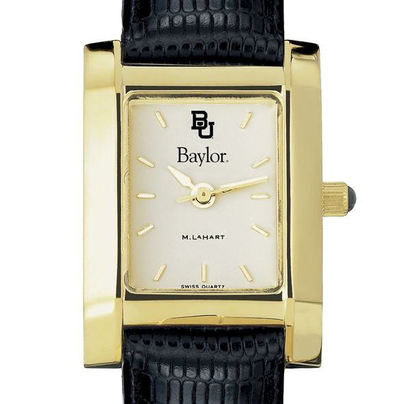 Baylor Women's Gold Quad with Leather Strap