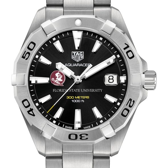 Florida State University Men's TAG Heuer Steel Aquaracer with Black Dial