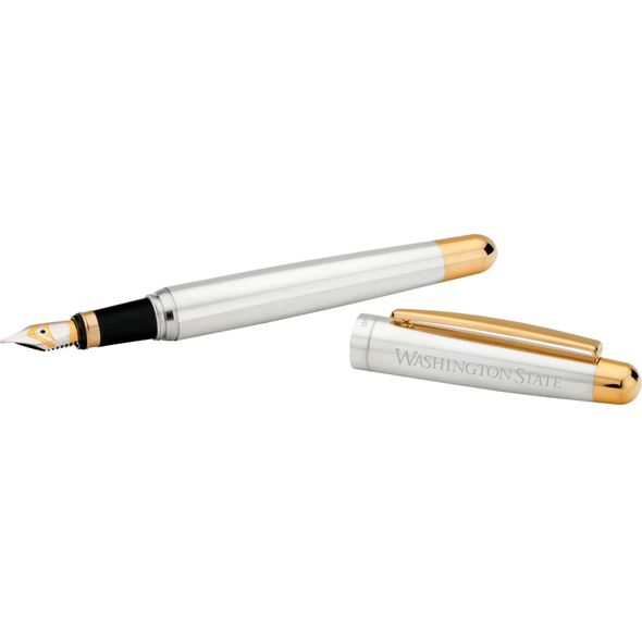 Washington State University Fountain Pen in Sterling Silver with Gold Trim - Image 1