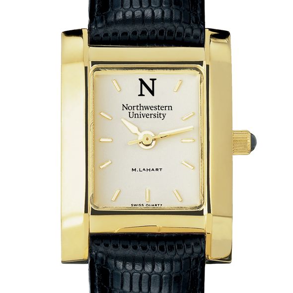 Northwestern Women's Gold Quad Watch with Leather Strap