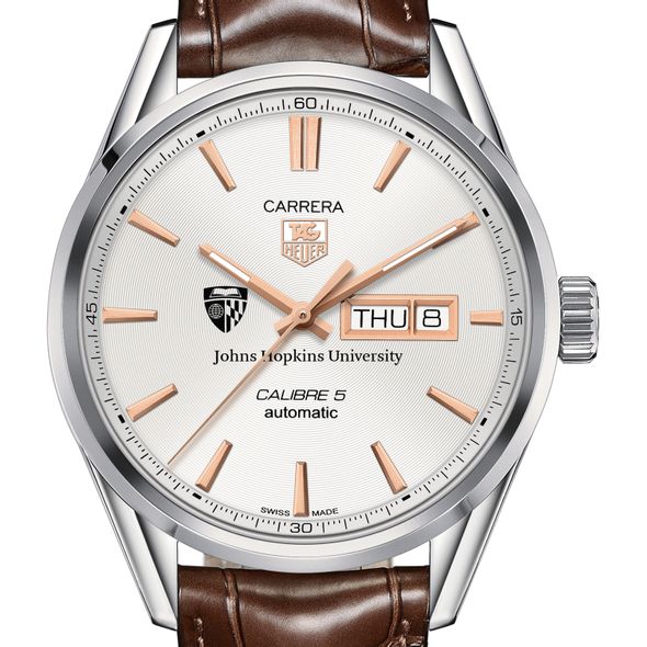 Johns Hopkins University Men's TAG Heuer Day/Date Carrera with Silver Dial & Strap