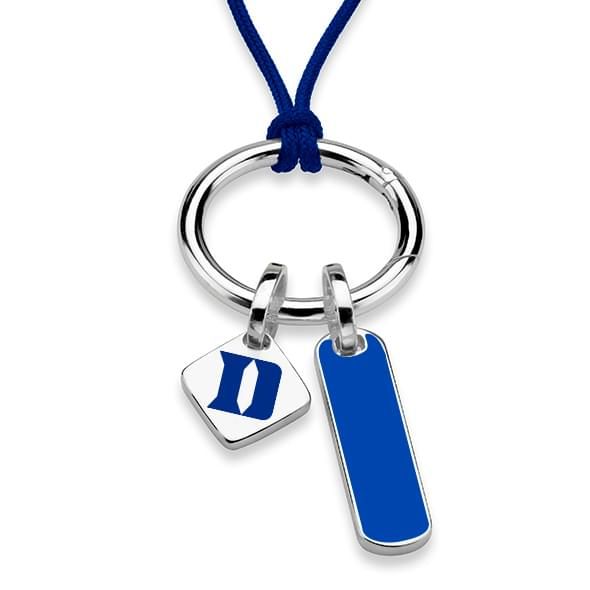 Duke University Silk Necklace with Enamel Charm & Sterling Silver Tag