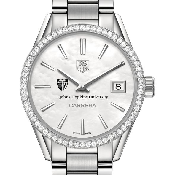Johns Hopkins University Women's TAG Heuer Steel Carrera with MOP Dial & Diamond Bezel