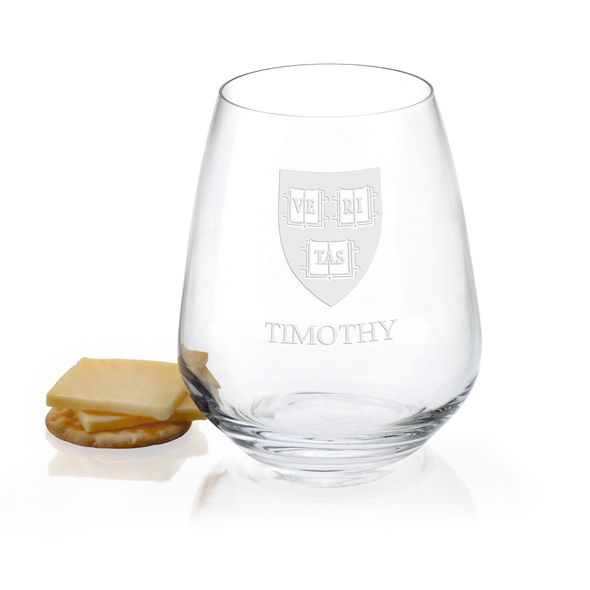 Harvard Stemless Wine Glasses - Set of 2 - Image 1