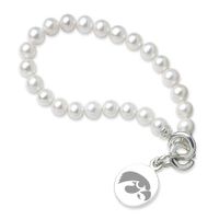 University of Iowa Pearl Bracelet with Sterling Silver Charm