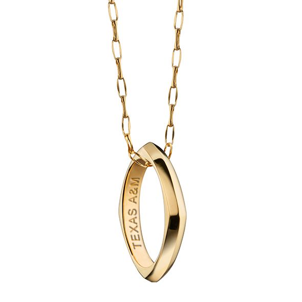 Texas A&M University Monica Rich Kosann Poesy Ring Necklace in Gold - Image 1