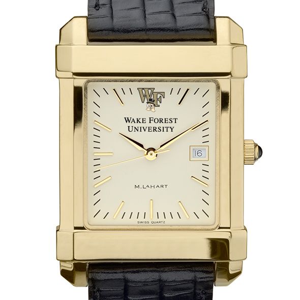 Wake Forest Men's Gold Quad with Leather Strap - Image 1