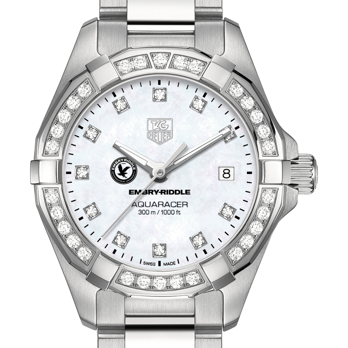 Embry-Riddle W's TAG Heuer Steel Aquaracer with MOP Dia Dial & Bezel