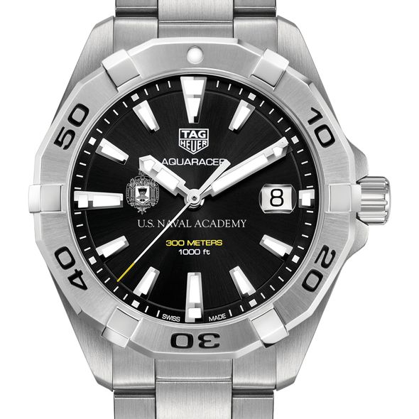 US Naval Academy Men's TAG Heuer Steel Aquaracer with Black Dial