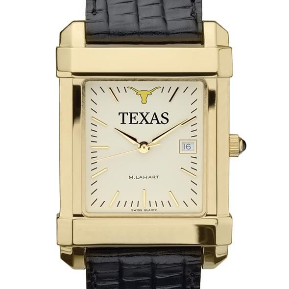 Texas Longhorns Men's Gold Quad with Leather Strap - Image 1