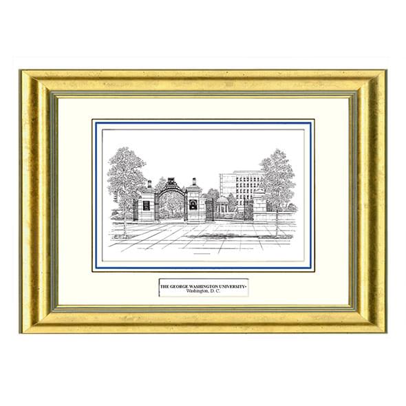 George Washington Black Ink Gold Frame