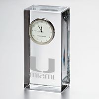 University of Miami Tall Glass Desk Clock by Simon Pearce