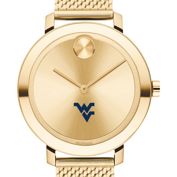 West Virginia Women's Movado Bold Gold with Mesh Bracelet - Image 1