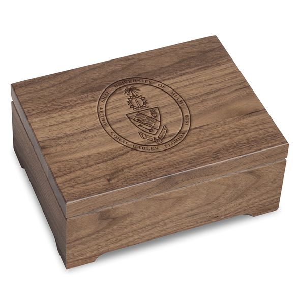 University Of Miami Solid Walnut Desk Box Graduation Gift Selection