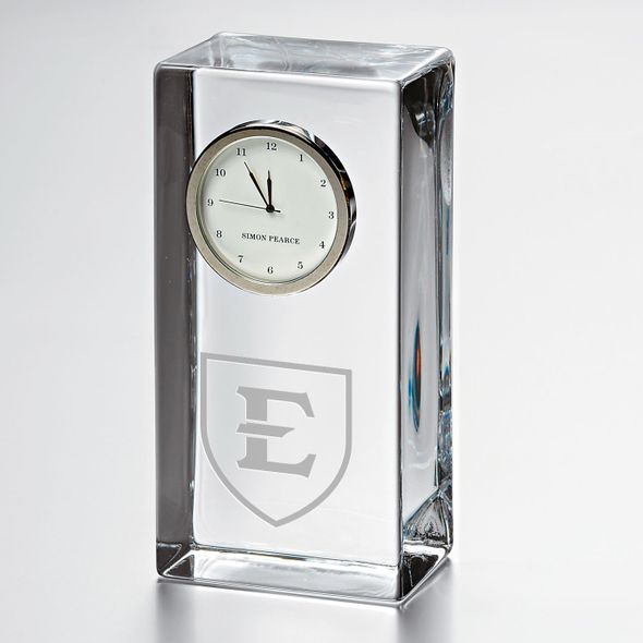 East Tennessee State Tall Glass Desk Clock by Simon Pearce - Image 1
