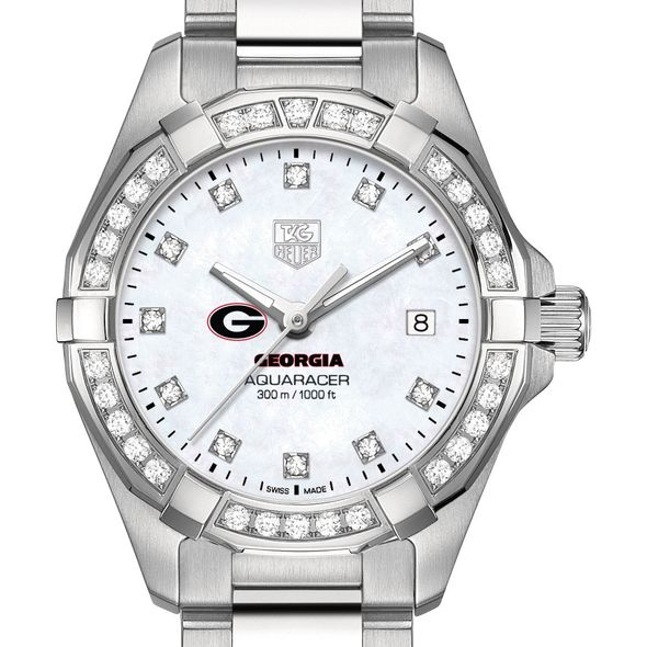 University of Georgia W's TAG Heuer Steel Aquaracer with MOP Dia Dial & Bezel