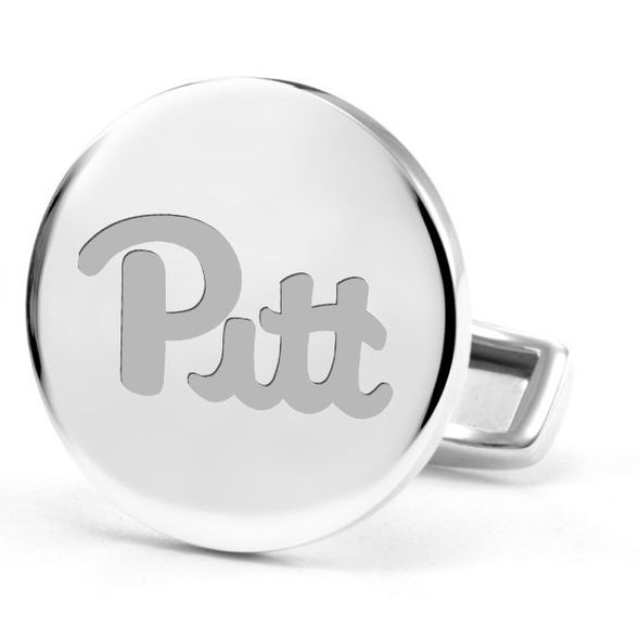 Pittsburgh Panthers Cufflinks Sterling Silver Medium Size Round Top