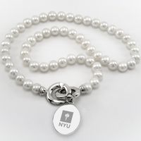 NYU Pearl Necklace with Sterling Silver Charm
