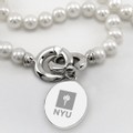 NYU Pearl Necklace with Sterling Silver Charm - Image 2