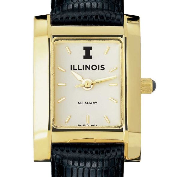 University of Illinois Women's Gold Quad with Leather Strap