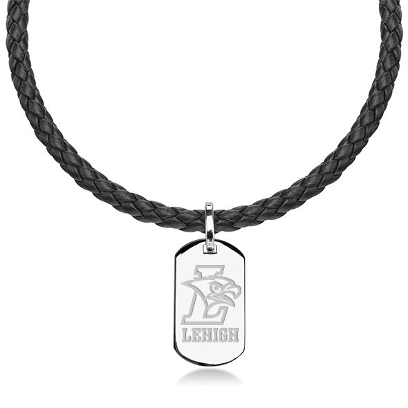 Lehigh University Leather Necklace with Sterling Dog Tag