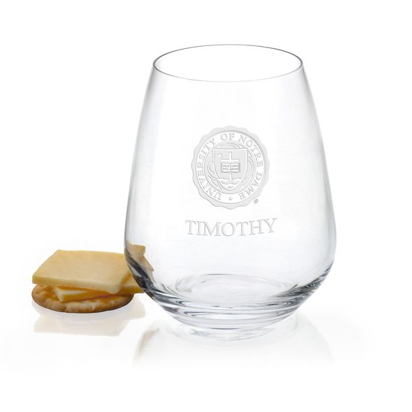 University of Notre Dame Stemless Wine Glasses - Set of 2 - Image 1