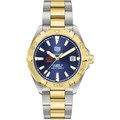 click to view Central Michigan Men's TAG Heuer Automatic Two-Tone Aquaracer with Blue Dial - Image 2