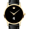 Michigan State University Women's Movado Gold Museum Classic Leather - Image 1