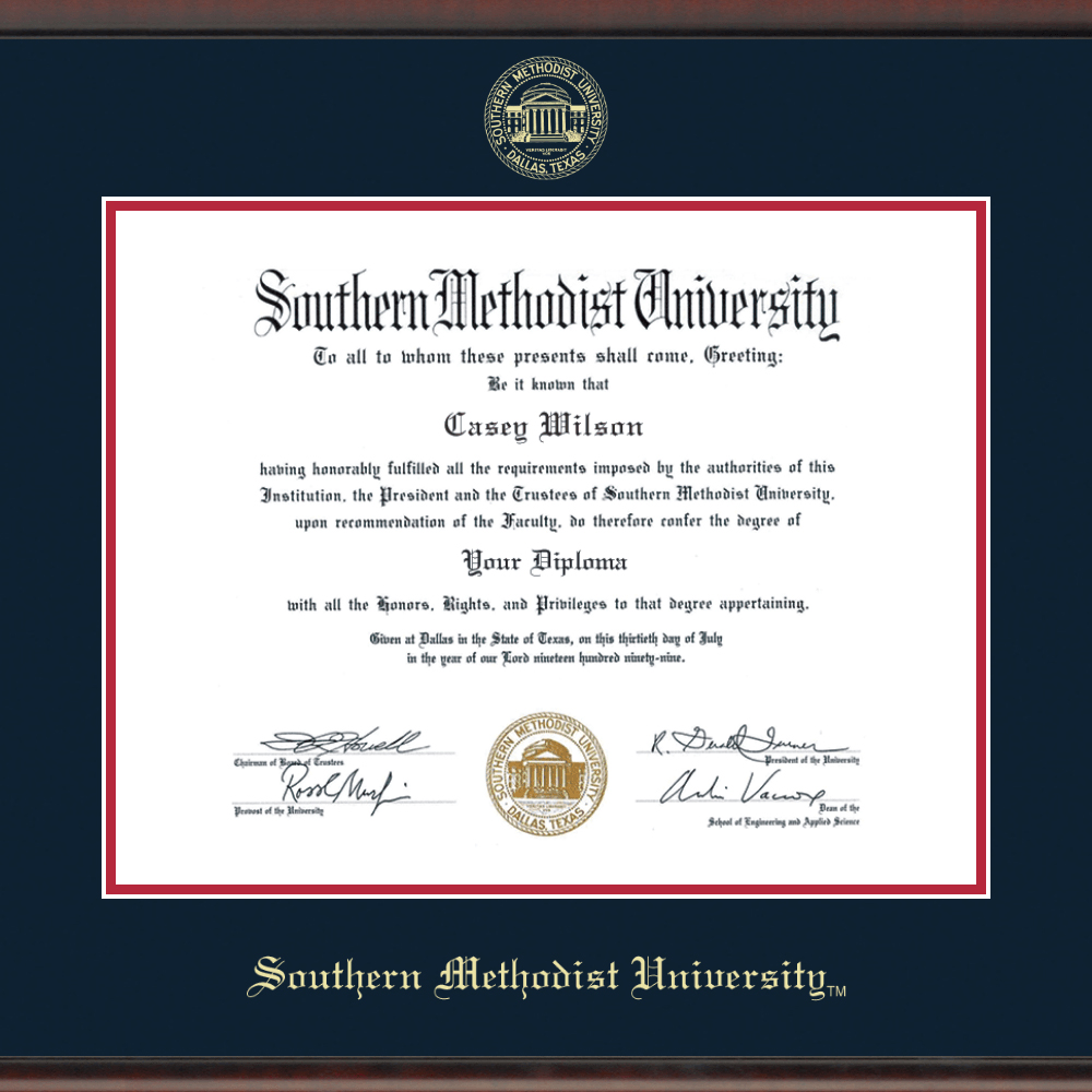 Official Southern Methodist University Diploma Frame, the Fidelitas