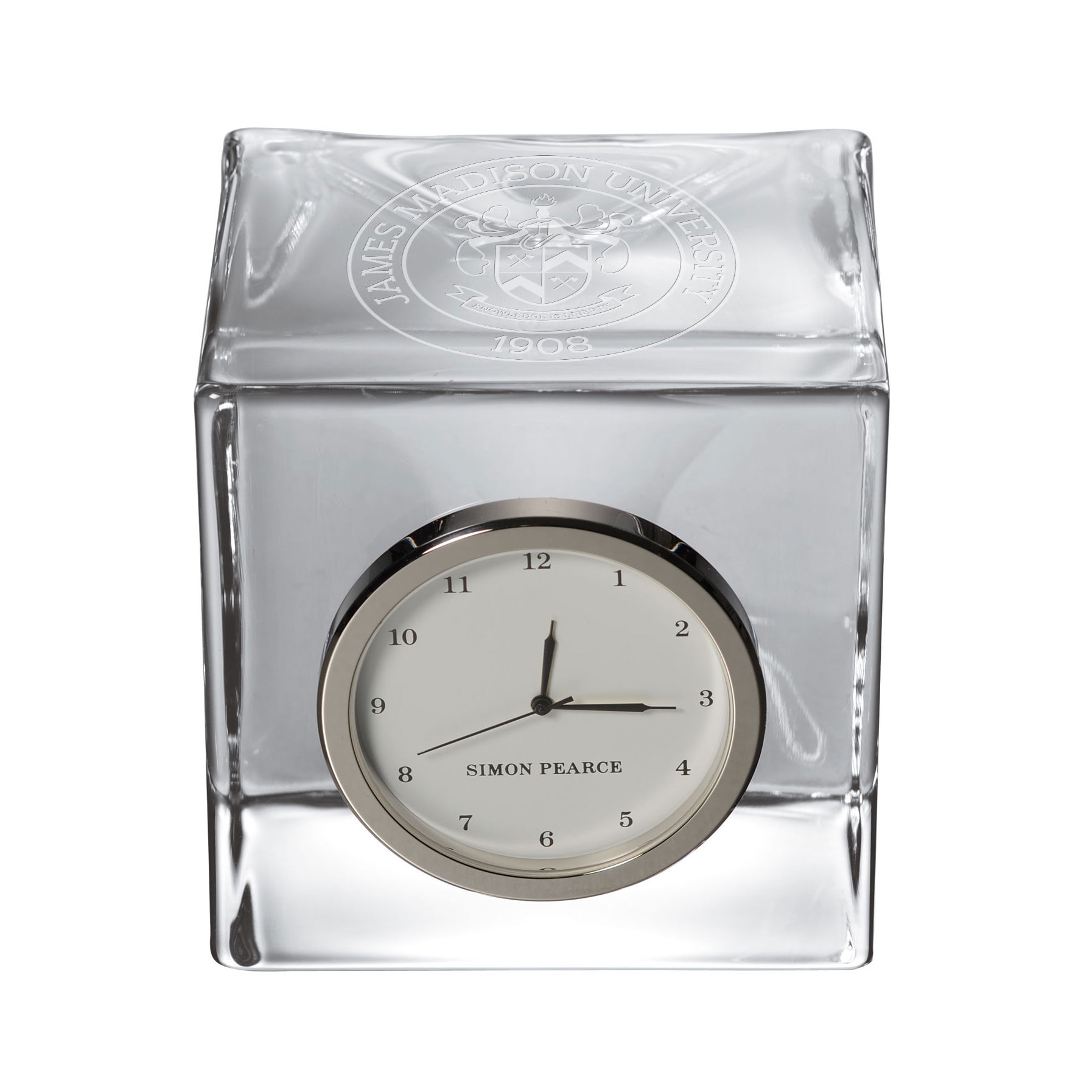 James Madison Glass Desk Clock by Simon Pearce