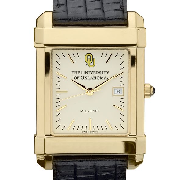 Oklahoma Men's Gold Quad with Leather Strap - Image 1