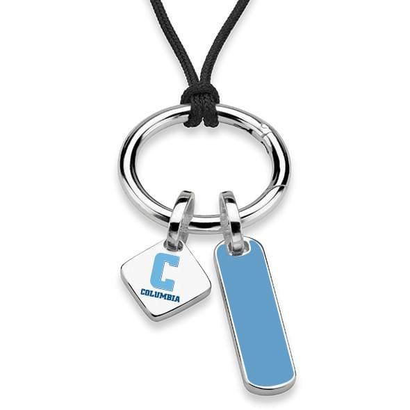 Columbia University Silk Necklace with Enamel Charm & Sterling Silver Tag