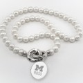click to view Michigan Ross Pearl Necklace with Sterling Silver Charm - Image 1