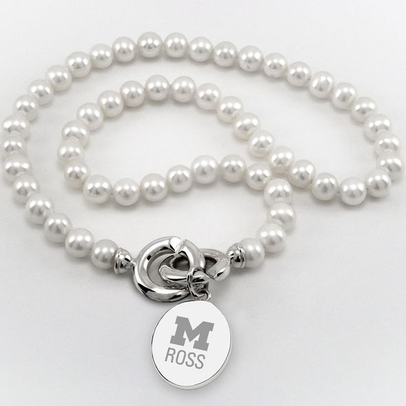 Michigan Ross Pearl Necklace with Sterling Silver Charm - Image 1