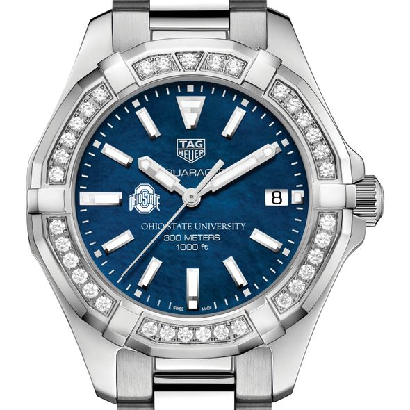Ohio State Women's TAG Heuer 35mm Steel Aquaracer with Blue Dial - Image 1