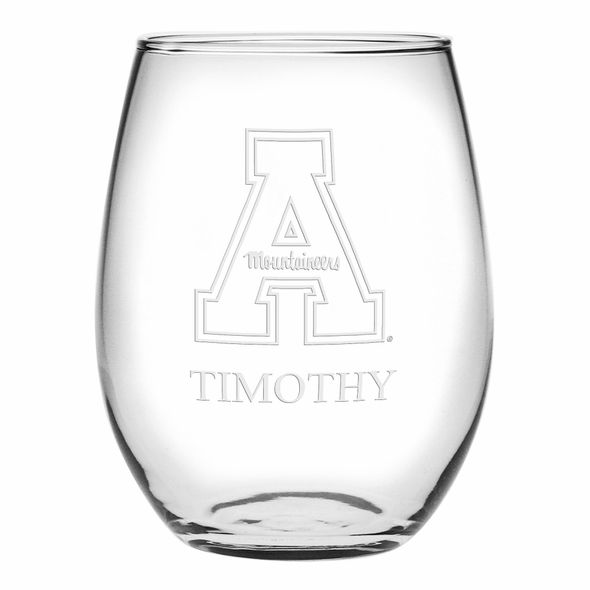 Appalachian State Stemless Wine Glasses Made in the USA - Set of 4 - Image 1