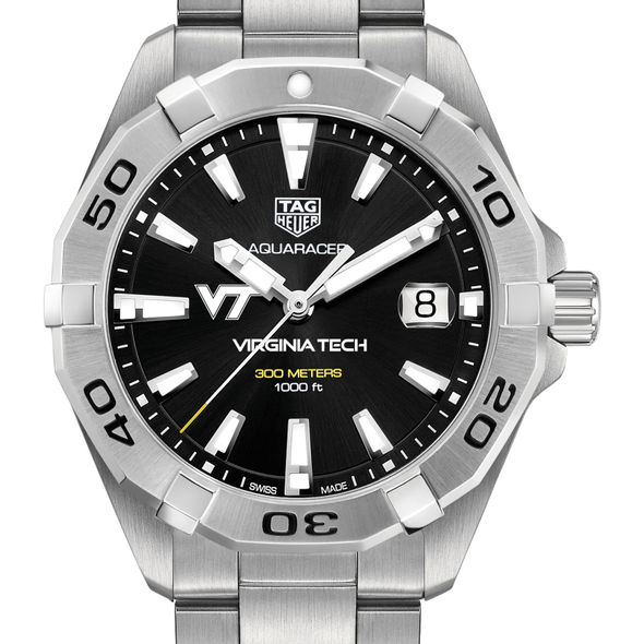 Virginia Tech Men's TAG Heuer Steel Aquaracer with Black Dial