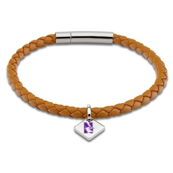 Northwestern Leather Bracelet with Sterling Tag - Saddle