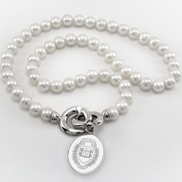 Yale Pearl Necklace with Sterling Silver Charm - Image 1