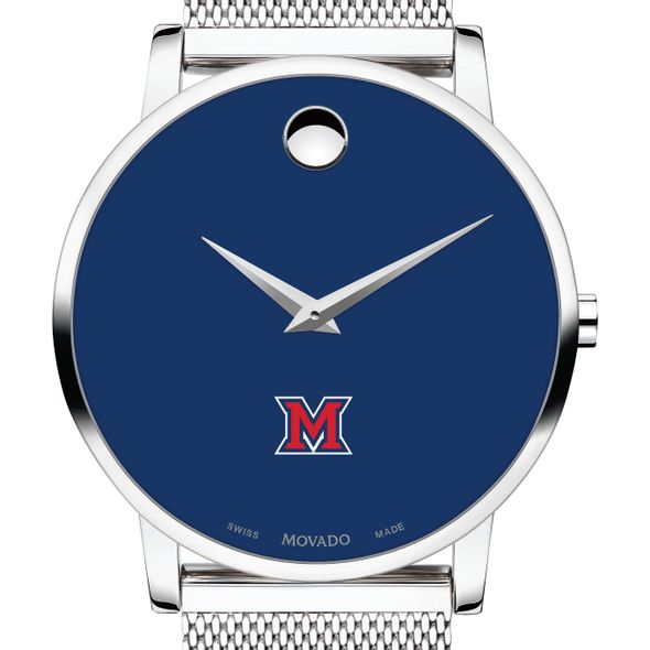 Miami University Men's Movado Museum with Blue Dial & Mesh Bracelet